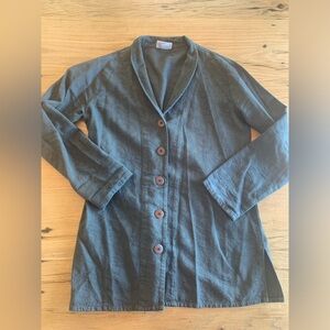 Eucalyptus Embossed Paisley Print Gray‎ Shawl Collar Jacket Women’s XS Preloved